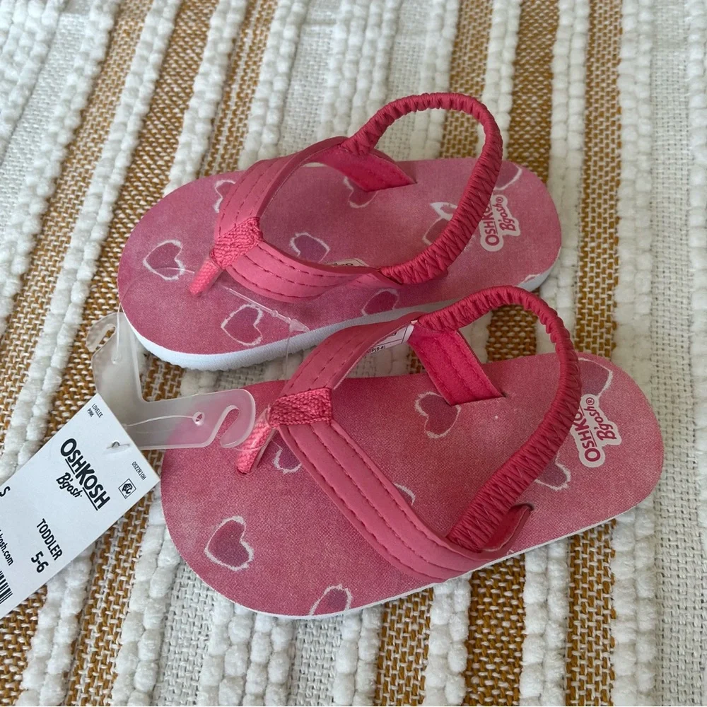 OshKosh B'Gosh Heart Flip Flops Toddler S (5/6) NWT‎